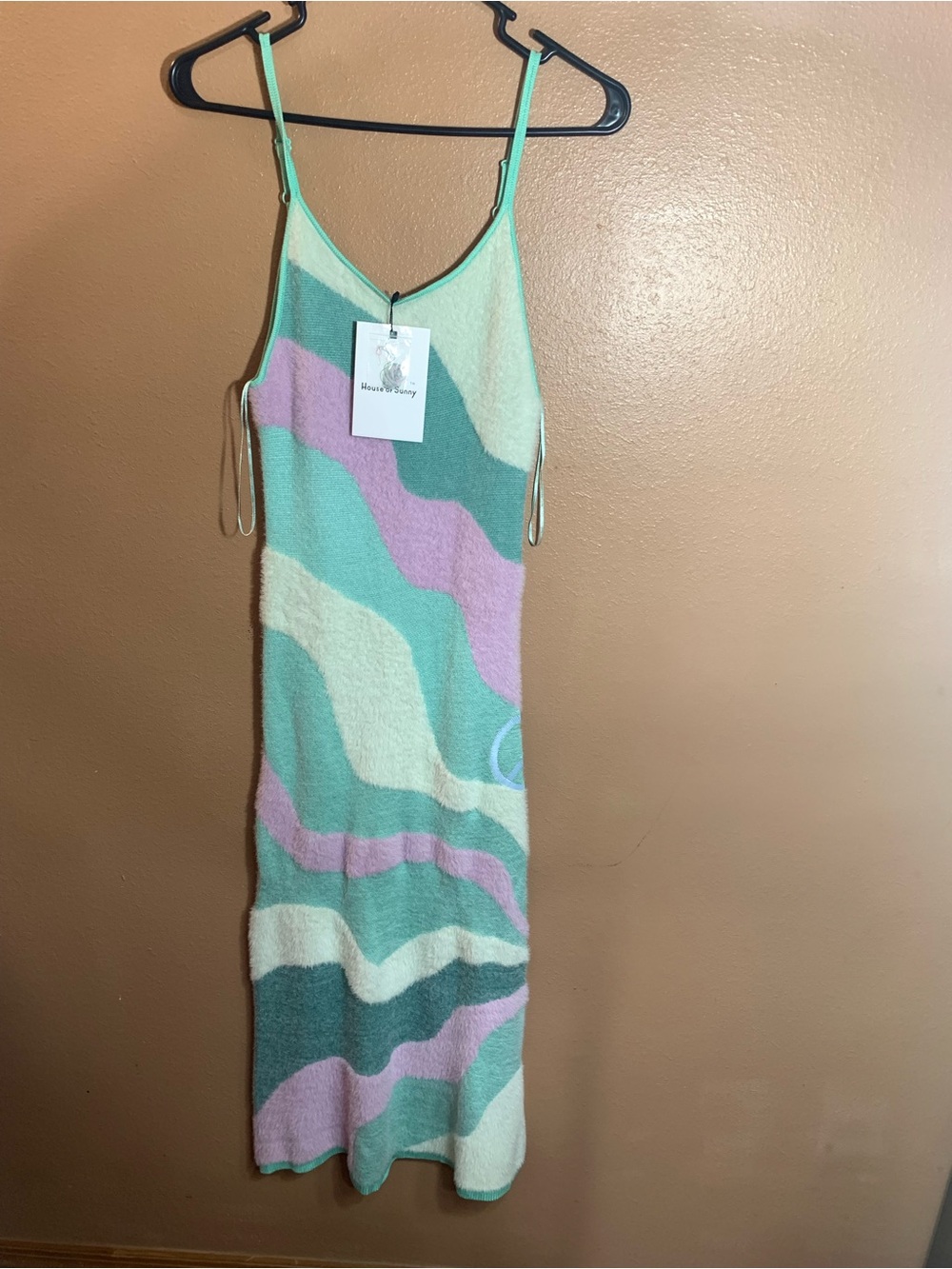 House of Sunny Hockney Good Vibrations Peace Sign Slip Dress - NWT Size 2